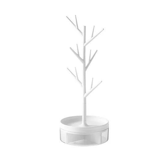 White Rotating Tree Jewelry Storage Box 